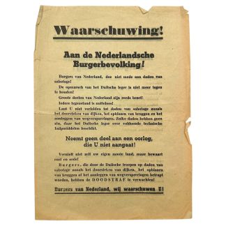 Original WWII German propaganda leaflet issued during the German invasion of the Netherlands in May 1940