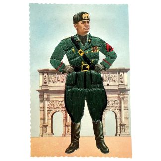 Original WWII Italian fascists postcard Benito Mussolini