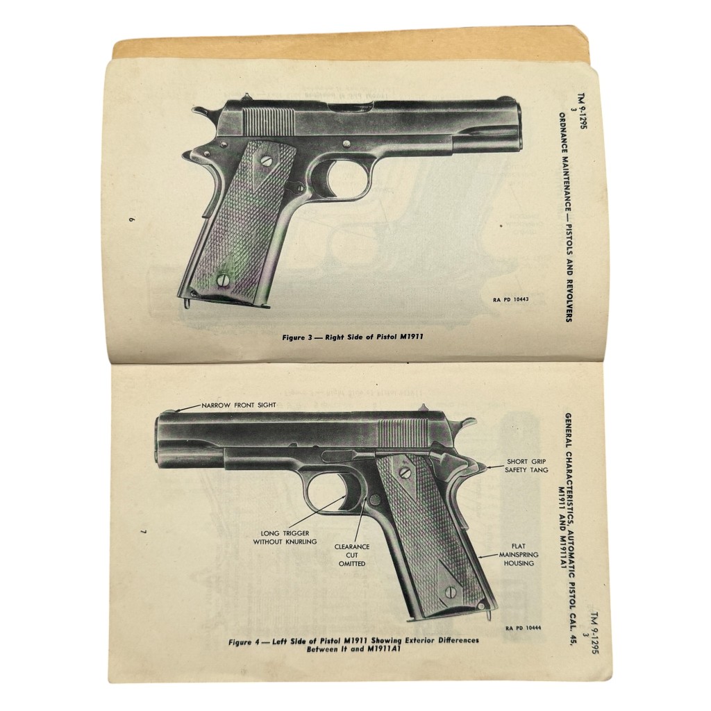 Original WWII US Army Technical Manual TM 9-1295 'Pistols and Revolvers'