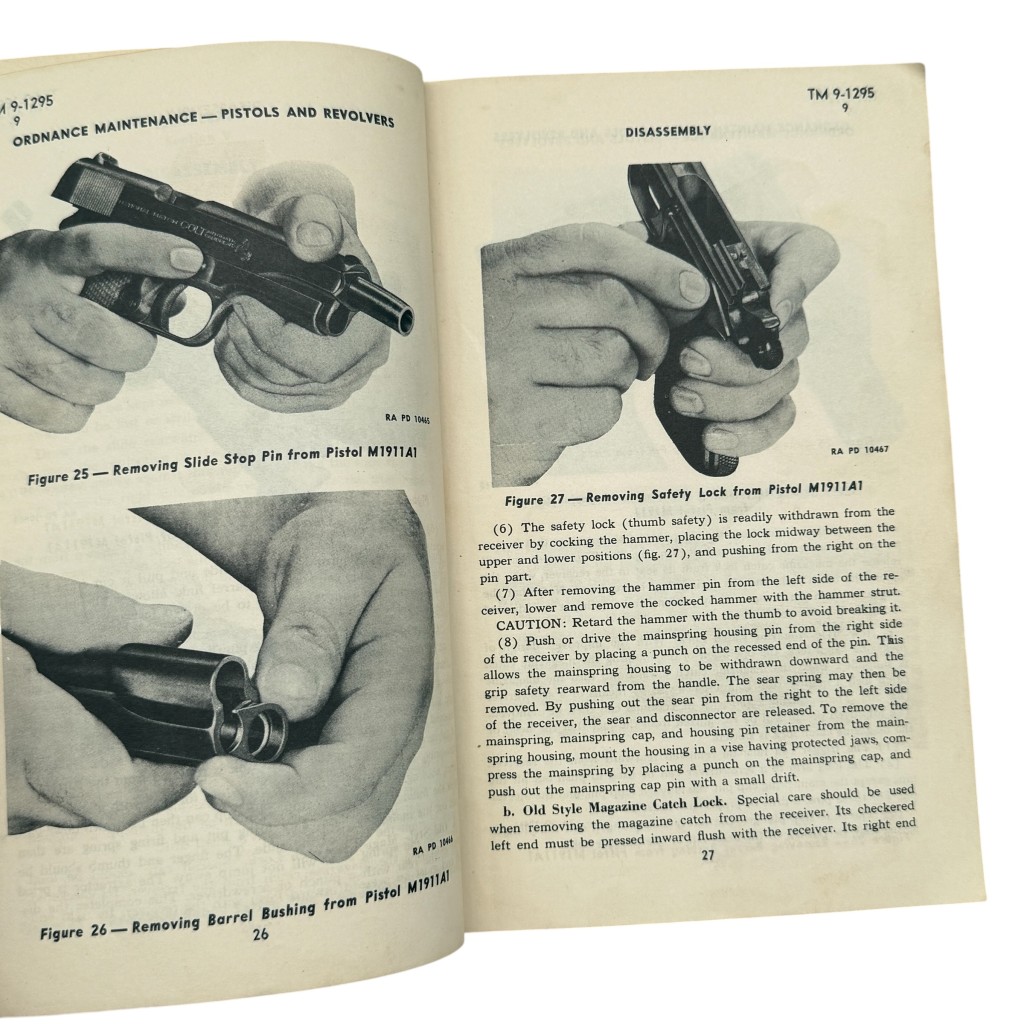 Original WWII US Army Technical Manual TM 9-1295 'Pistols and Revolvers'