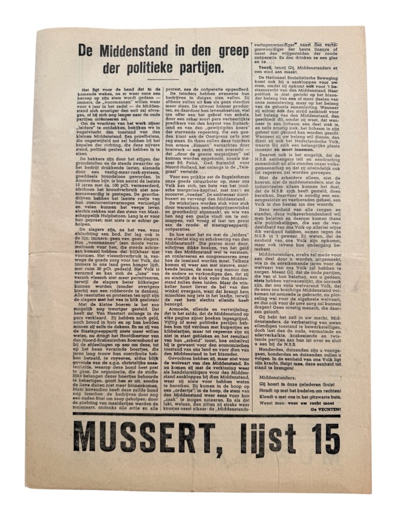 Original 1937 Dutch NSB election newspaper 'De vrije Middenstander' - Image 4