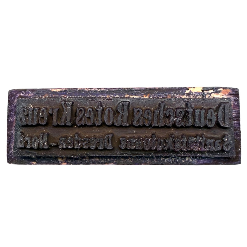 Original WWII German Deutsches Rotes Kreuz (DRK) stamp 'Sanitätskolonne Dresden-Nord' - Image 3