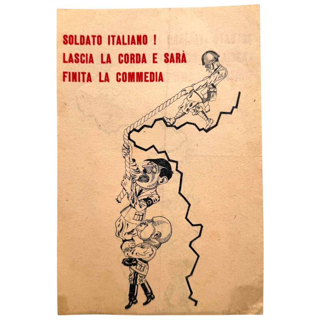 Original WWII Allied propaganda leaflet, specifically directed at Italian soldiers