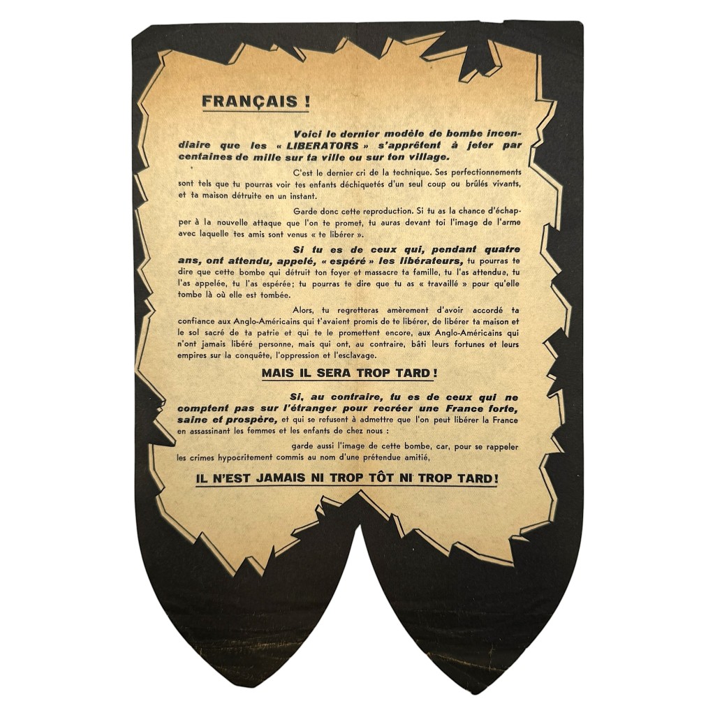Original WWII German French-Language Propaganda Leaflet RAF USAAF Incendiary Bomb - Image 2