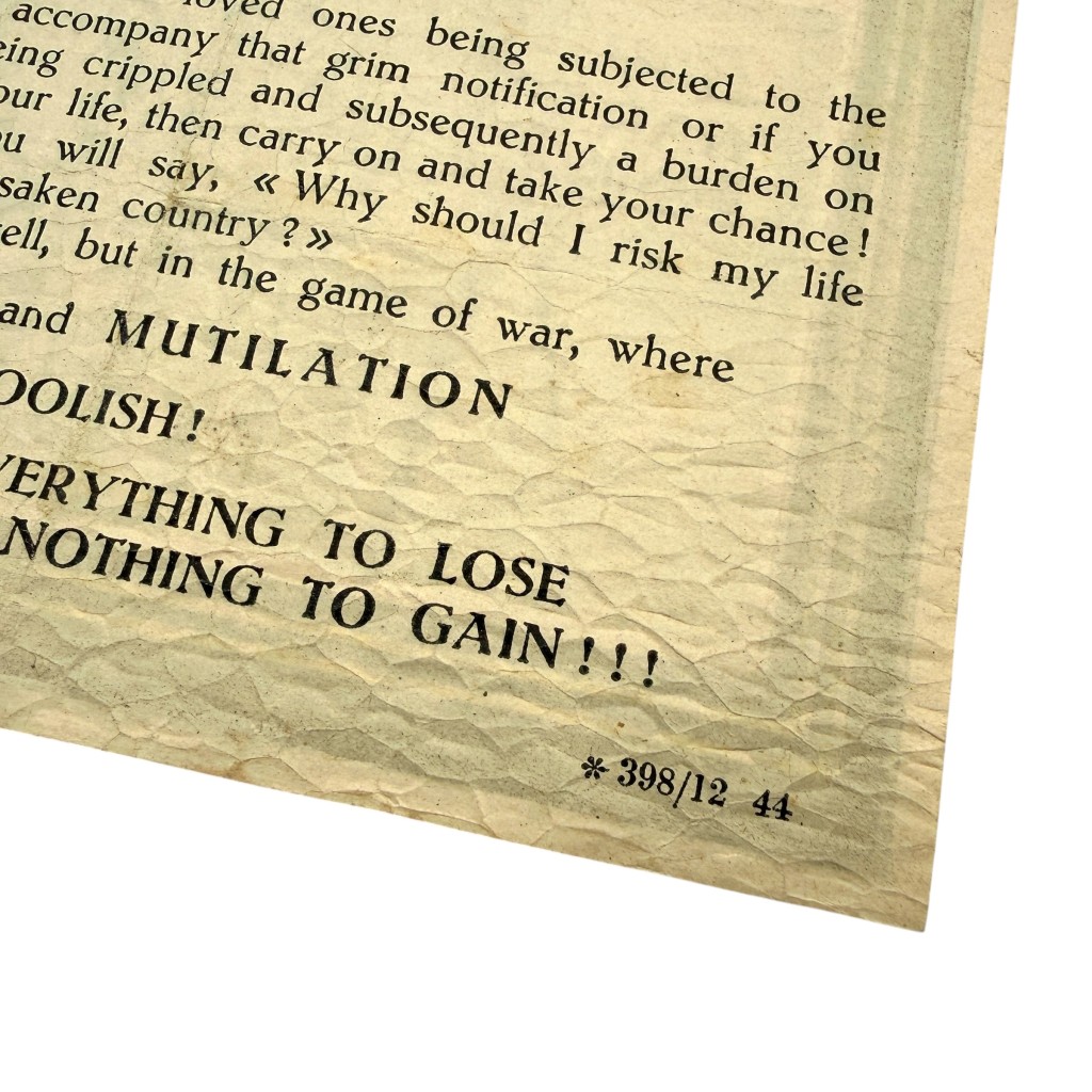 Original WWII German Propaganda Leaflet 'Dreaming' Allied Soldiers December 1944 - Image 2