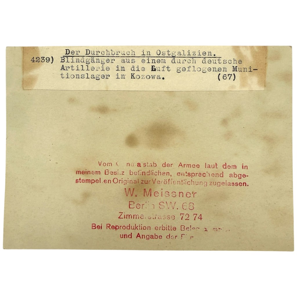 Original WW1 German Army Photo Blind Shells from Destroyed Ammunition Depot Kozowa - Image 2