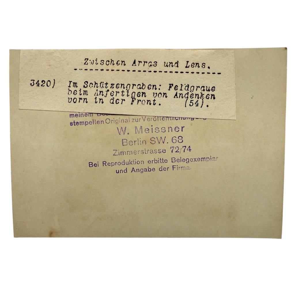 Original WW1 German Army Photo Field Grey Soldiers Making Souvenirs Arras Lens Trenches - Image 2
