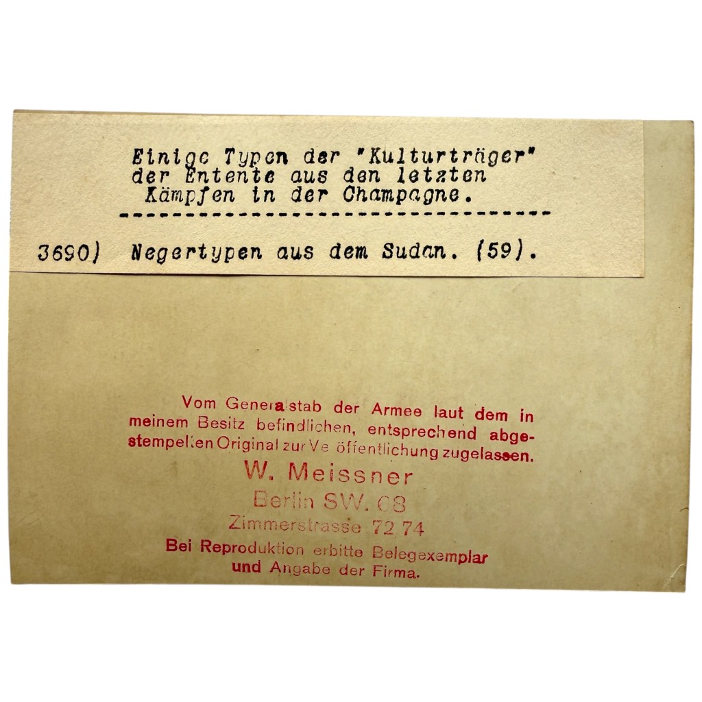 Original WW1 German Army Photo Sudanese Colonial Soldiers Champagne Front - Image 2