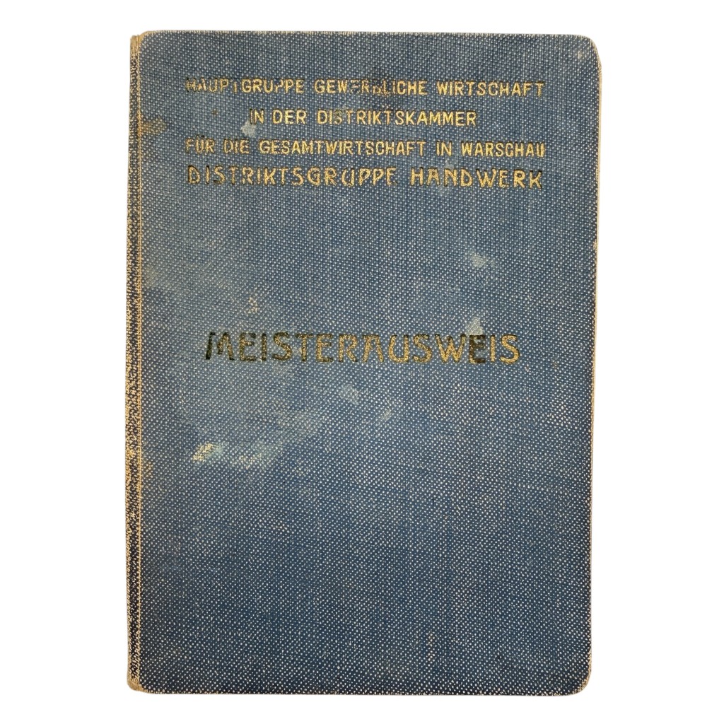 Original WWII German Occupied Poland Warsaw Meister-Ausweis Craftsman ID 1943 Warschau