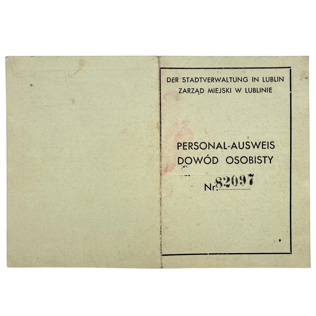 Original WWII German Personal-Ausweis Helena Dudzic Lublin Occupied Poland 1939