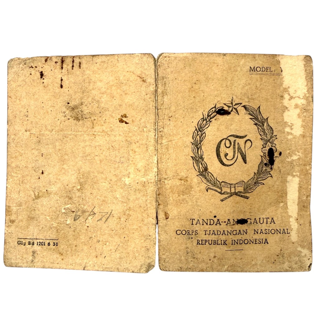 Original 1952 Indonesian CTN Military Identity Card – Corps Tjadangan Nasional