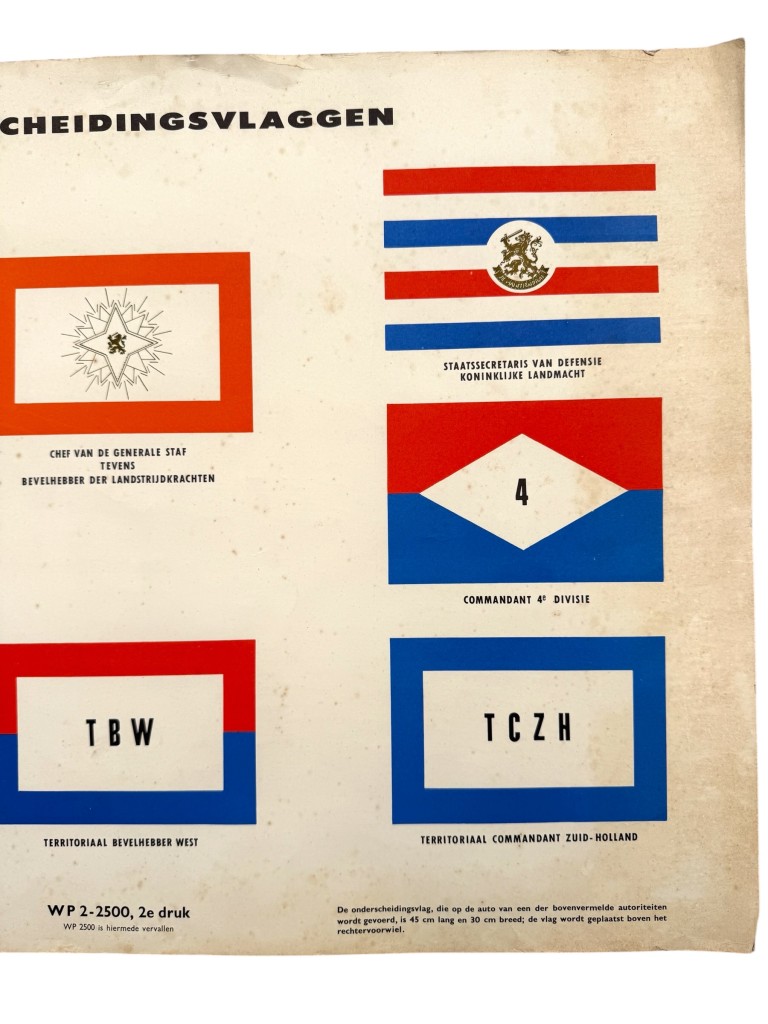 Original 1950s Dutch Army Identification Flags Poster – Royal Netherlands Army