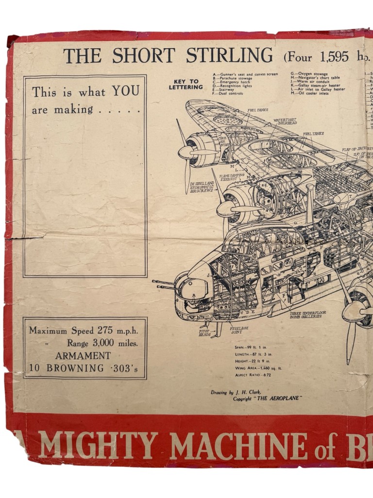 Original WWII British Short Stirling Bomber Ministry of Aircraft Production Poster - Image 3