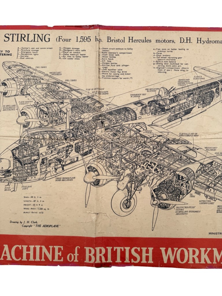 Original WWII British Short Stirling Bomber Ministry of Aircraft Production Poster - Image 4