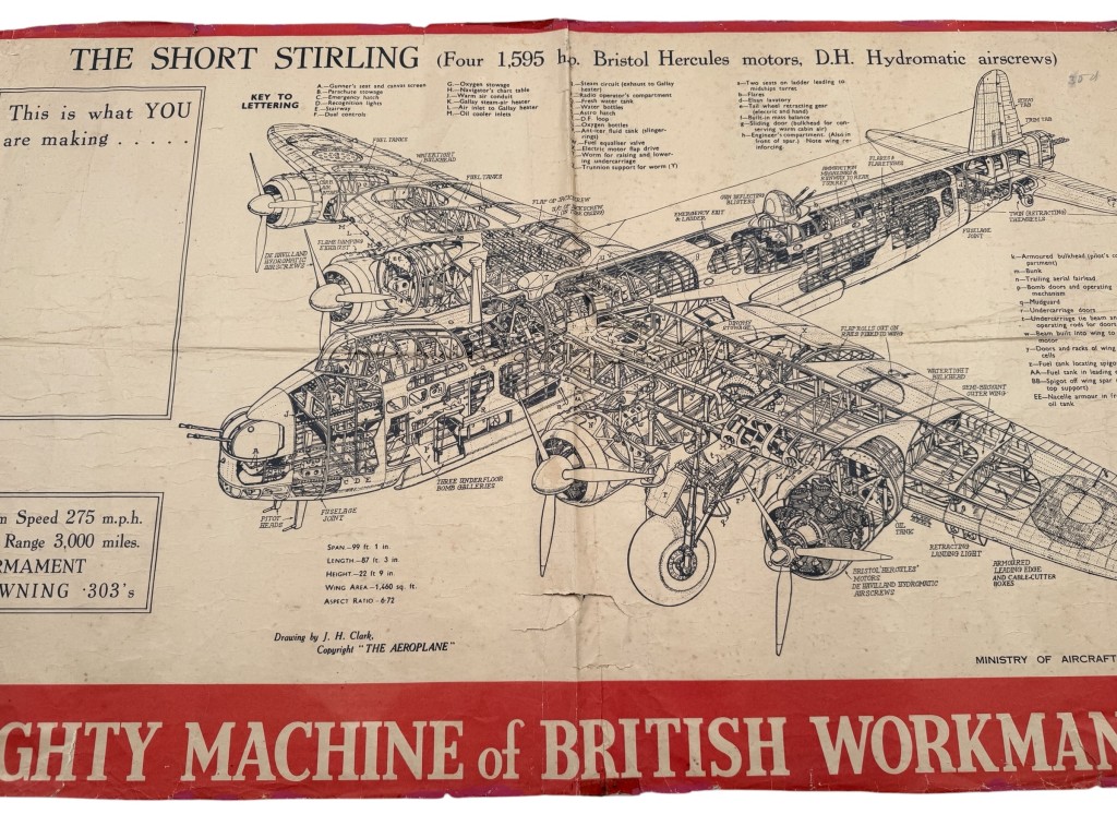 Original WWII British Short Stirling Bomber Ministry of Aircraft Production Poster - Image 6