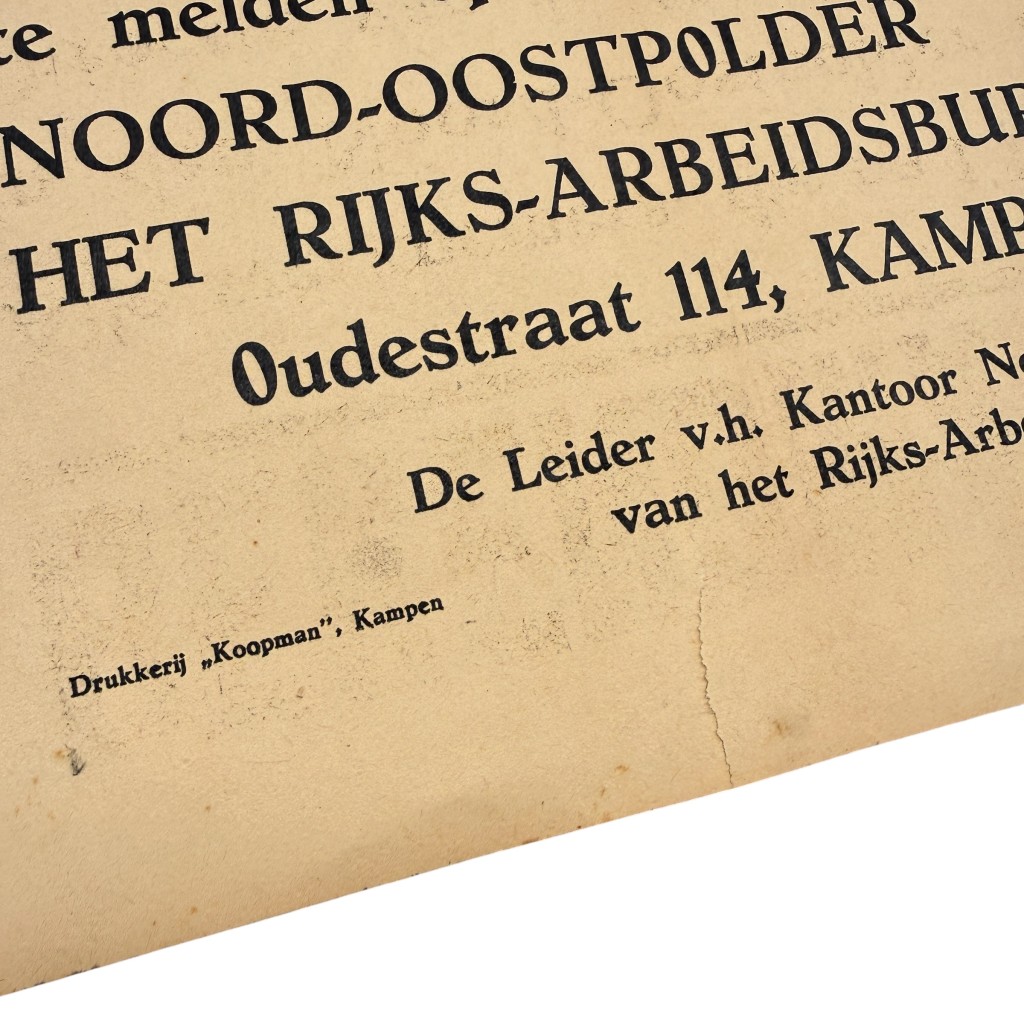 Original WWII Dutch Noordoostpolder Rijksarbeidsbureau Poster Kampen 1945 - Image 3