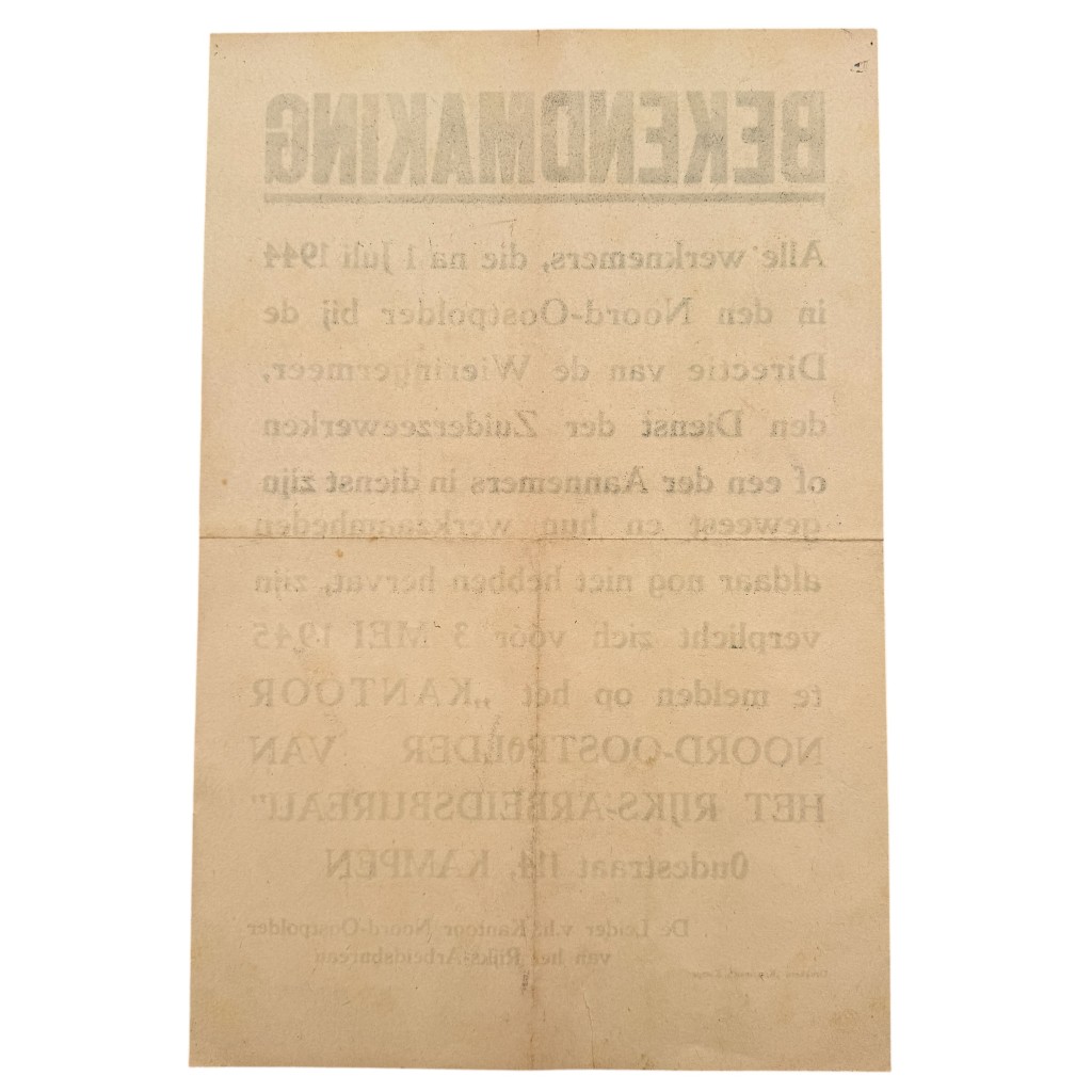 Original WWII Dutch Noordoostpolder Rijksarbeidsbureau Poster Kampen 1945 - Image 4