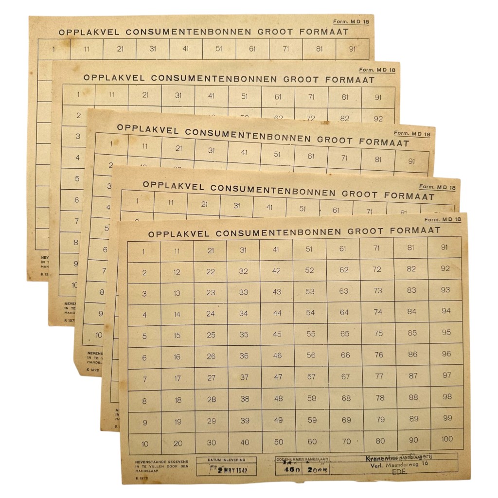 Original WWII Dutch mounting sheet for ration and consumer coupons Ede - Image 4