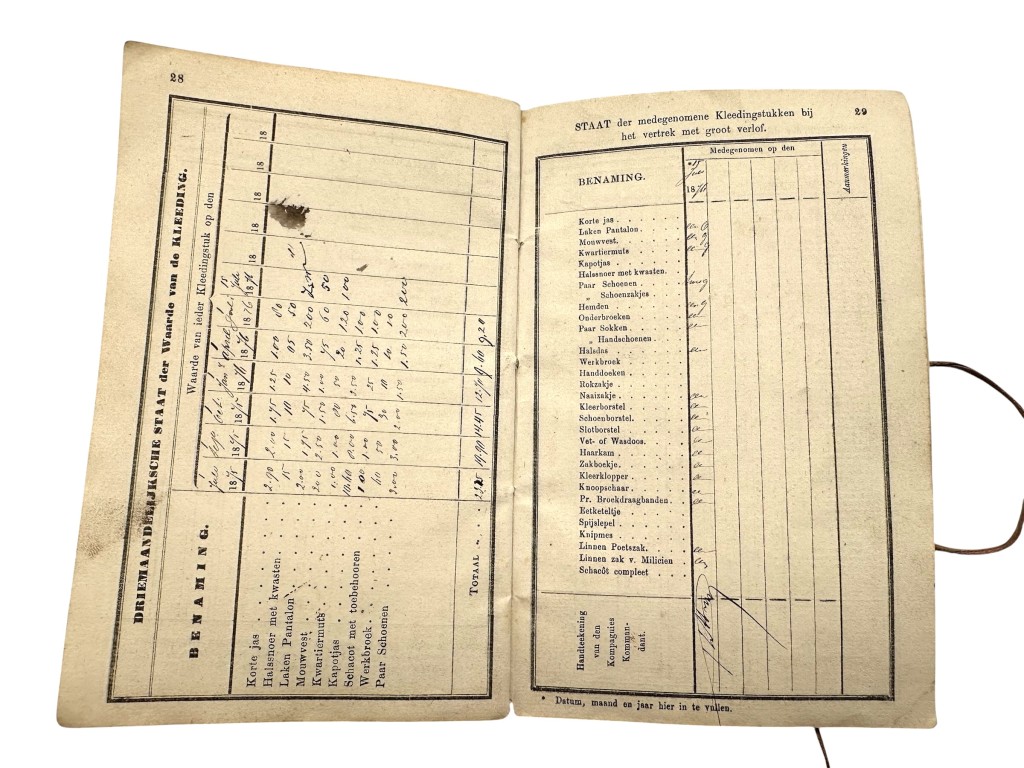 Original 1875 Dutch Army service book with matching military passport issued to the 4th Regiment Infantry - Rotterdam - Image 16