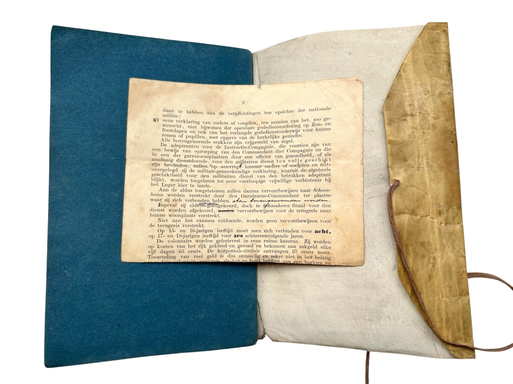 Original 1875 Dutch Army service book with matching military passport issued to the 4th Regiment Infantry - Rotterdam - Image 19