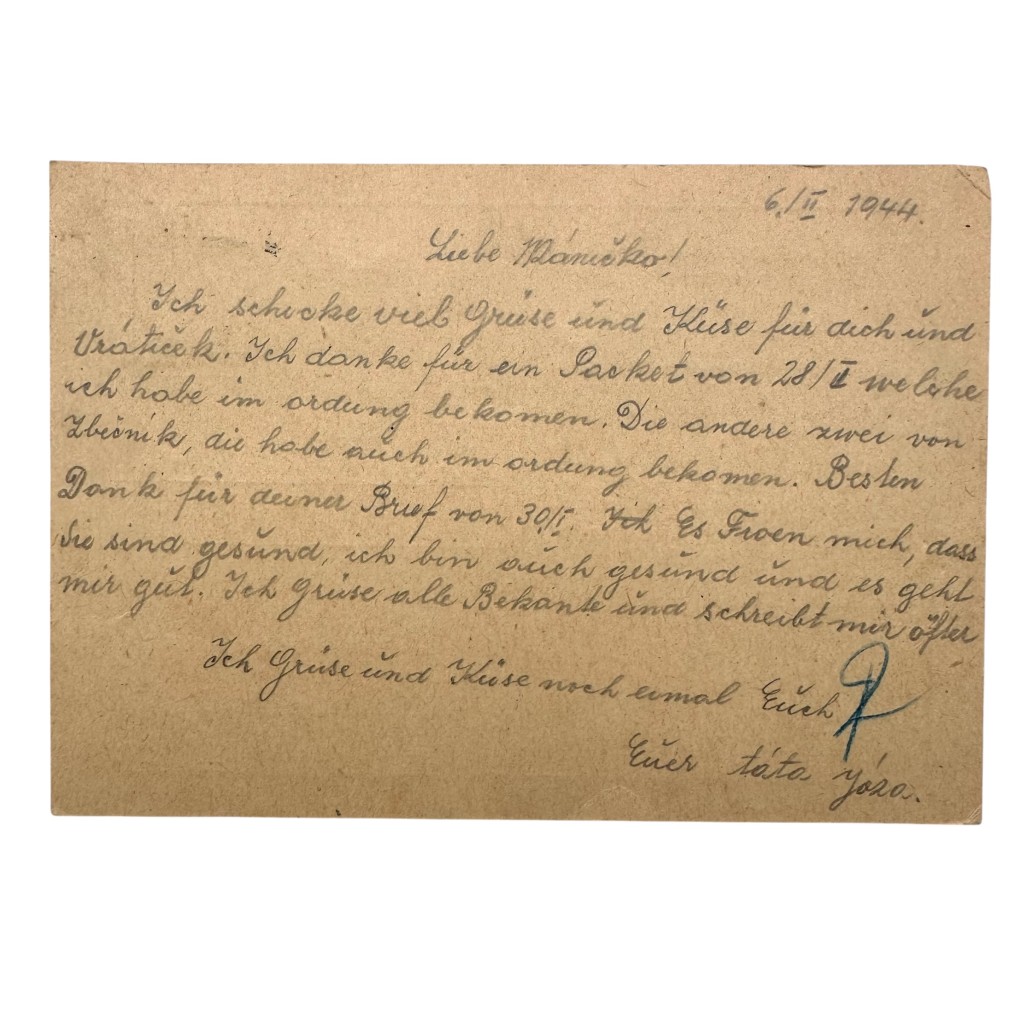 Original WWII German prisoner postcard from the Gestapo prison located in the Small Fortress of Theresienstadt - Image 4
