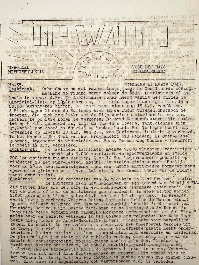 Original WWII Dutch Resistance Newspaper 'Op Wacht' – The Hague Underground Newspaper - Image 3