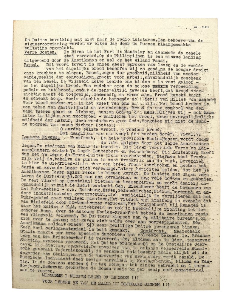Original WWII Dutch Resistance Newspaper 'Op Wacht' – The Hague Underground Newspaper - Image 4