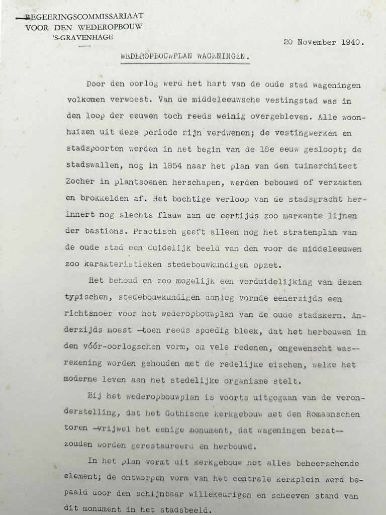 Original WWII Dutch reconstruction plan for Wageningen, issued by the Government Reconstruction Commission in The Hague - Image 2