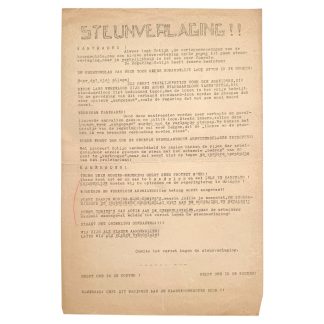 Origineel Nederlands jaren 30 pamflet Steunverlaging tegen regering-Colijn werklozensteun arbeidersklasse crisisjaren politiek document.