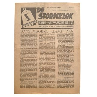 Original Dutch NSB De Stormklok newspaper February 25 1937 Groningen Anton Mussert National Socialist Movement pre-WWII propaganda.