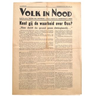 Originele NSB krant Volk in Nood 7 februari 1939 Rost van Tonningen Osse affaire NENASU Leiden Nederlandse vooroorlogse propaganda.