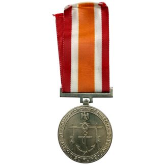 Original Nigerian Defence Service Medal 1967-1970 Nigerian Civil War Biafran War military medal with red white orange ribbon.