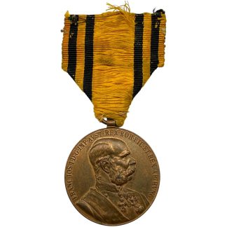 Original Austro-Hungarian War Medal 1873 Kriegsmedaille Emperor Franz Joseph I with yellow black ribbon for military medal collectors.
