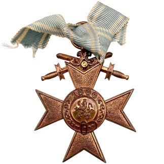 Original Bavarian Military Merit Cross 3rd Class with Swords 1866 Kingdom of Bavaria Imperial German military decoration with ribbon.