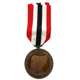 Original Nigeria Republic Medal 1963-1973 bronze 10th anniversary commemorative medal Federal Republic of Nigeria with original ribbon.