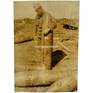 Original WWI German Army photo unexploded artillery shells from destroyed ammunition depot at Kozowa in Eastern Galicia.