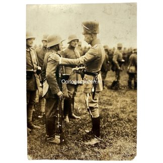 Original WWI German Army photo Crown Prince Friedrich Wilhelm inspecting German Champagne frontline soldiers First World War