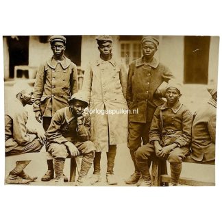 Original WW1 German Army photo of Sudanese African soldiers on the Champagne Front with original German press caption and W. Meissner Berlin stamp