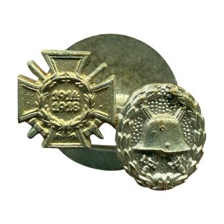 Original WWI German miniature buttonhole medals with Silver Wound Badge and Ehrenkreuz 1914/1918 for German militaria collectors