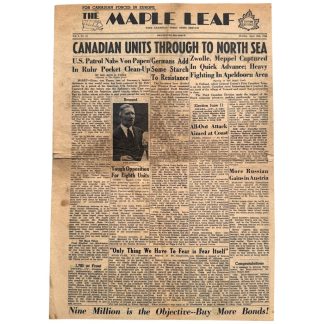 Original WWII Canadian The Maple Leaf newspaper April 16 1945 Apeldoorn Zwolle Meppel liberation Netherlands Canadian Army militaria.