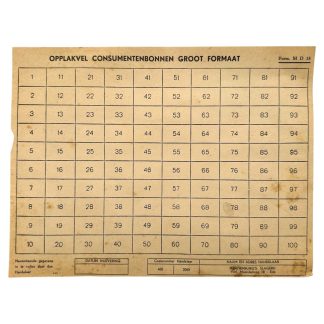 Original WWII Dutch mounting sheet for ration and consumer coupons Ede