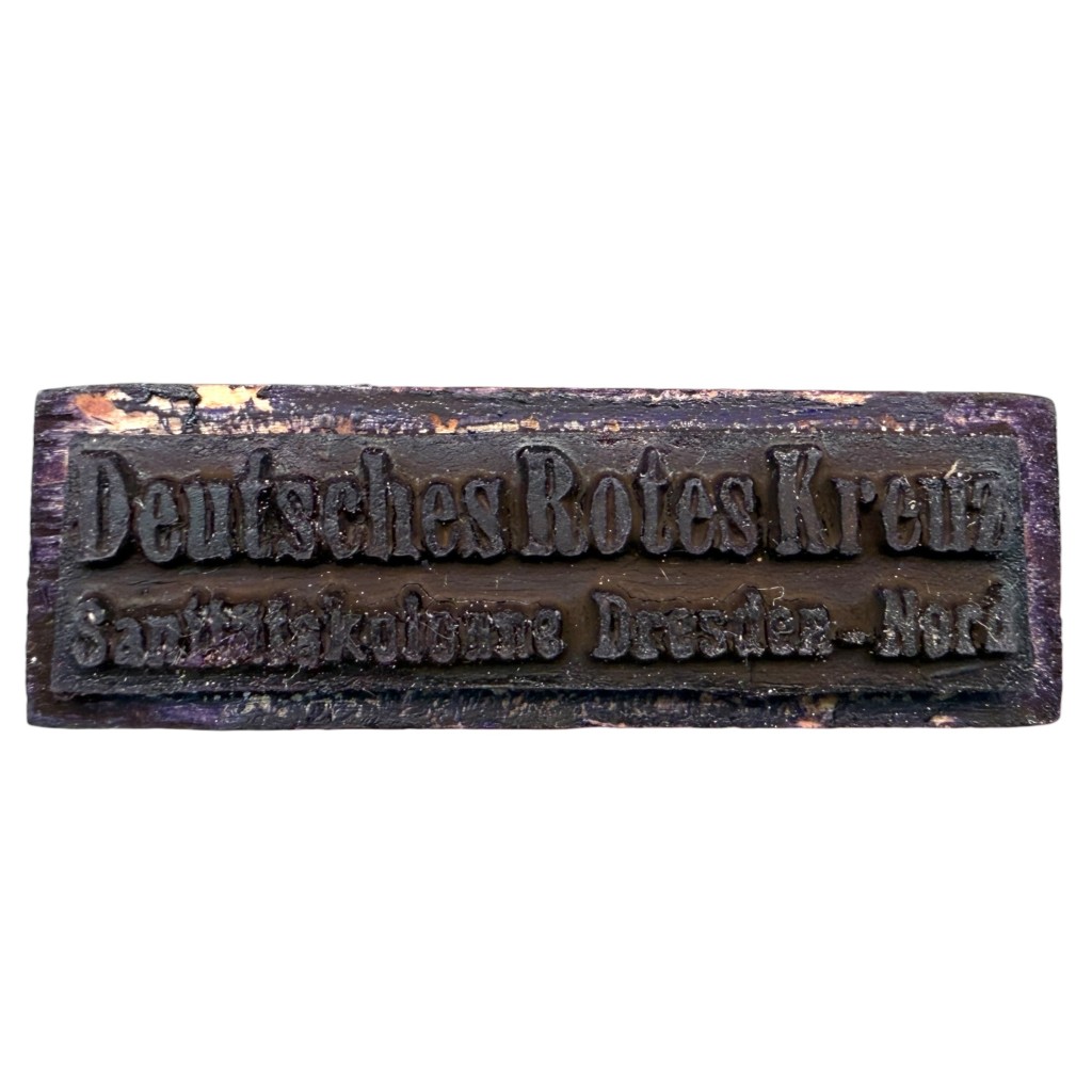 Original WWII German Deutsches Rotes Kreuz (DRK) stamp 'Sanitätskolonne Dresden-Nord'