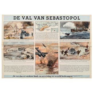 Original WWII German Dutch propaganda poster Fall of Sevastopol 1942 Crimea Luftwaffe Stuka German Army Second World War militaria.