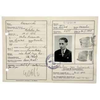 Original WWII German Kennkarte Bolesław Jan Czerwiński Siedlce Occupied Poland 1943