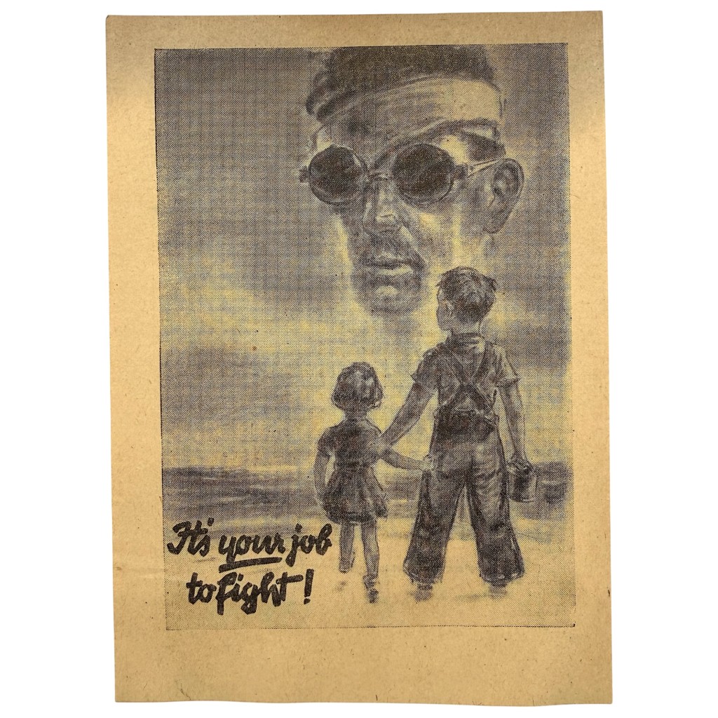 Original WWII German propaganda leaflet 'It's Your Job to Fight' for American soldiers Franklin Roosevelt psychological warfare A-130.