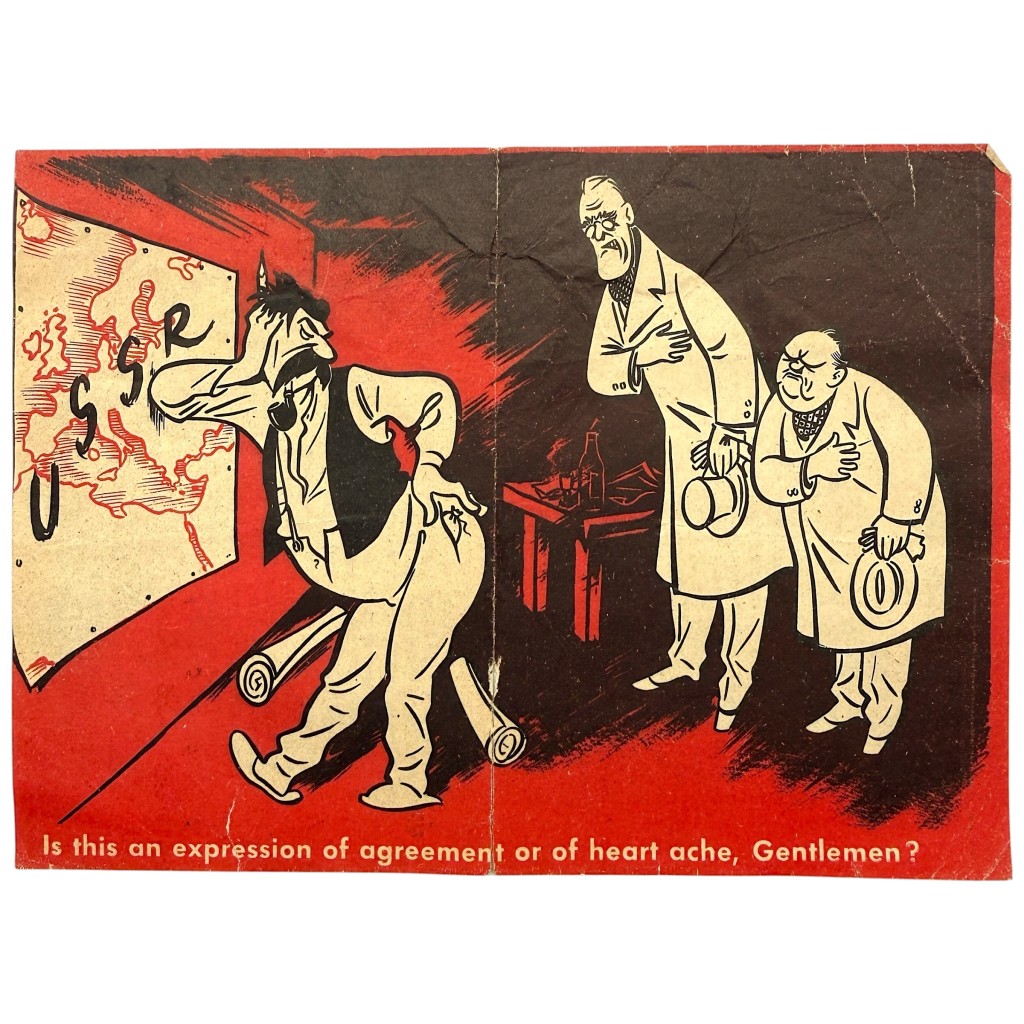 Original WWII German Propaganda Leaflet Stalin Churchill Roosevelt Soviet Union 1945