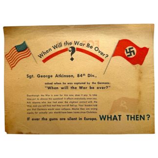 Original WWII German propaganda leaflet 'When Will the War Be Over' US 84th Infantry Division Japan Soviet Union 648 SK 1 C.