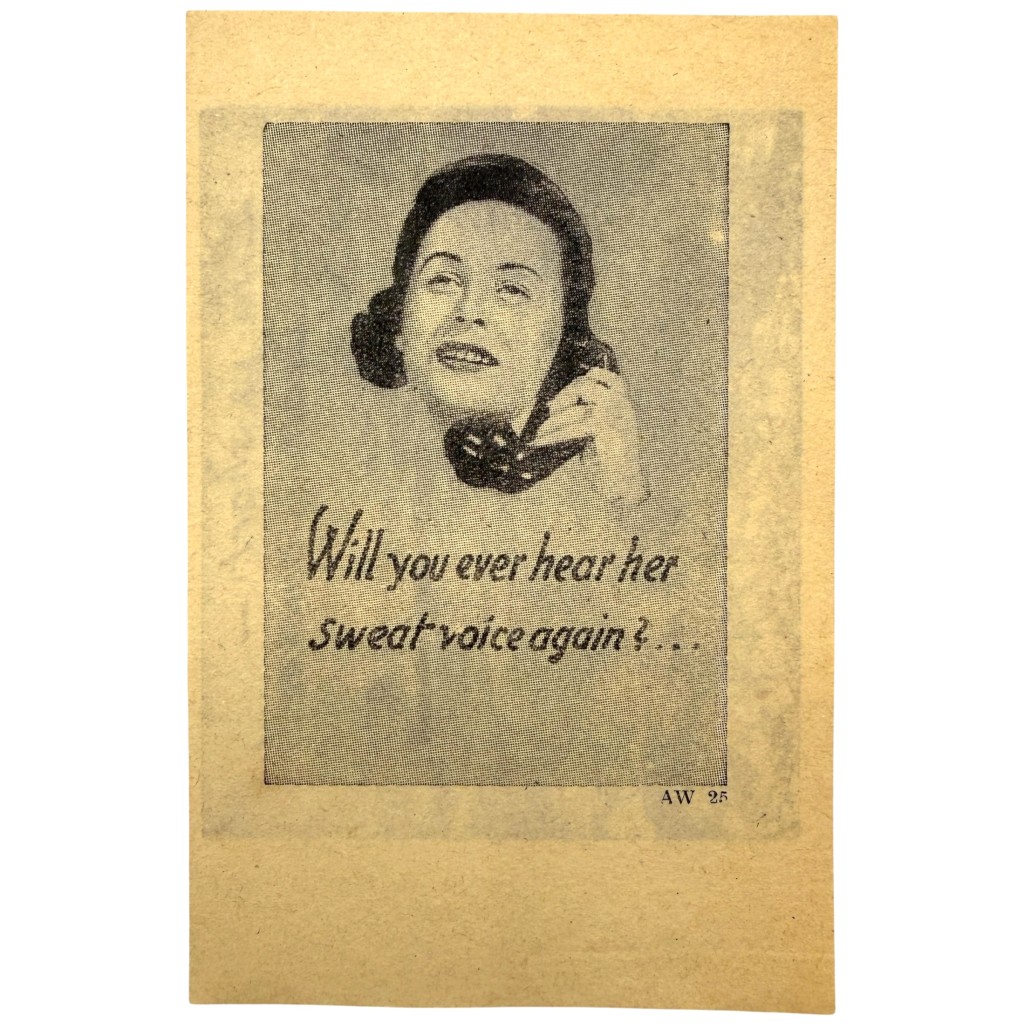 Original WWII German Propaganda Leaflet 'Will You Ever Hear Her Sweet Voice Again?'