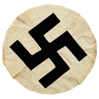 Original WWII German swastika flag emblem printed on white cloth 46 cm Third Reich German flag World War II militaria.