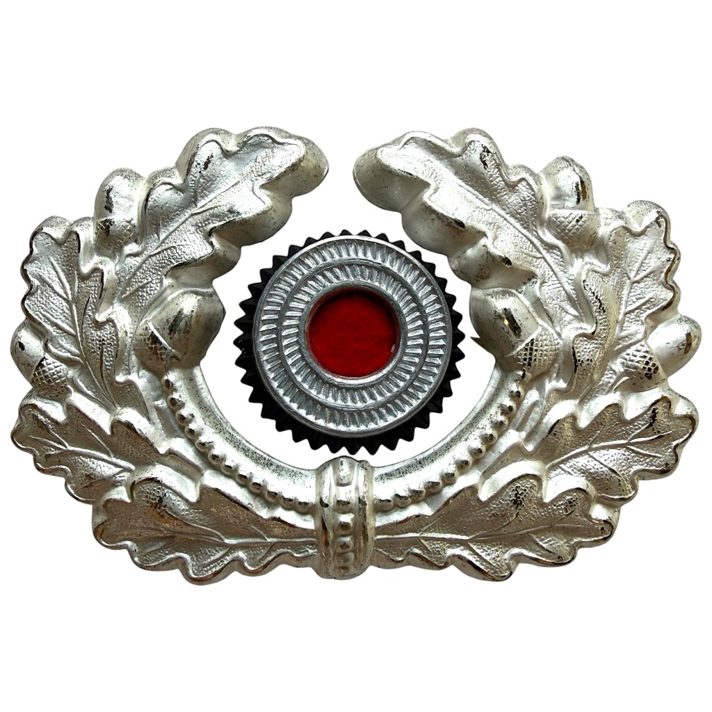 Original WWII German Wehrmacht metal visor cap insignia wreath and cockade
